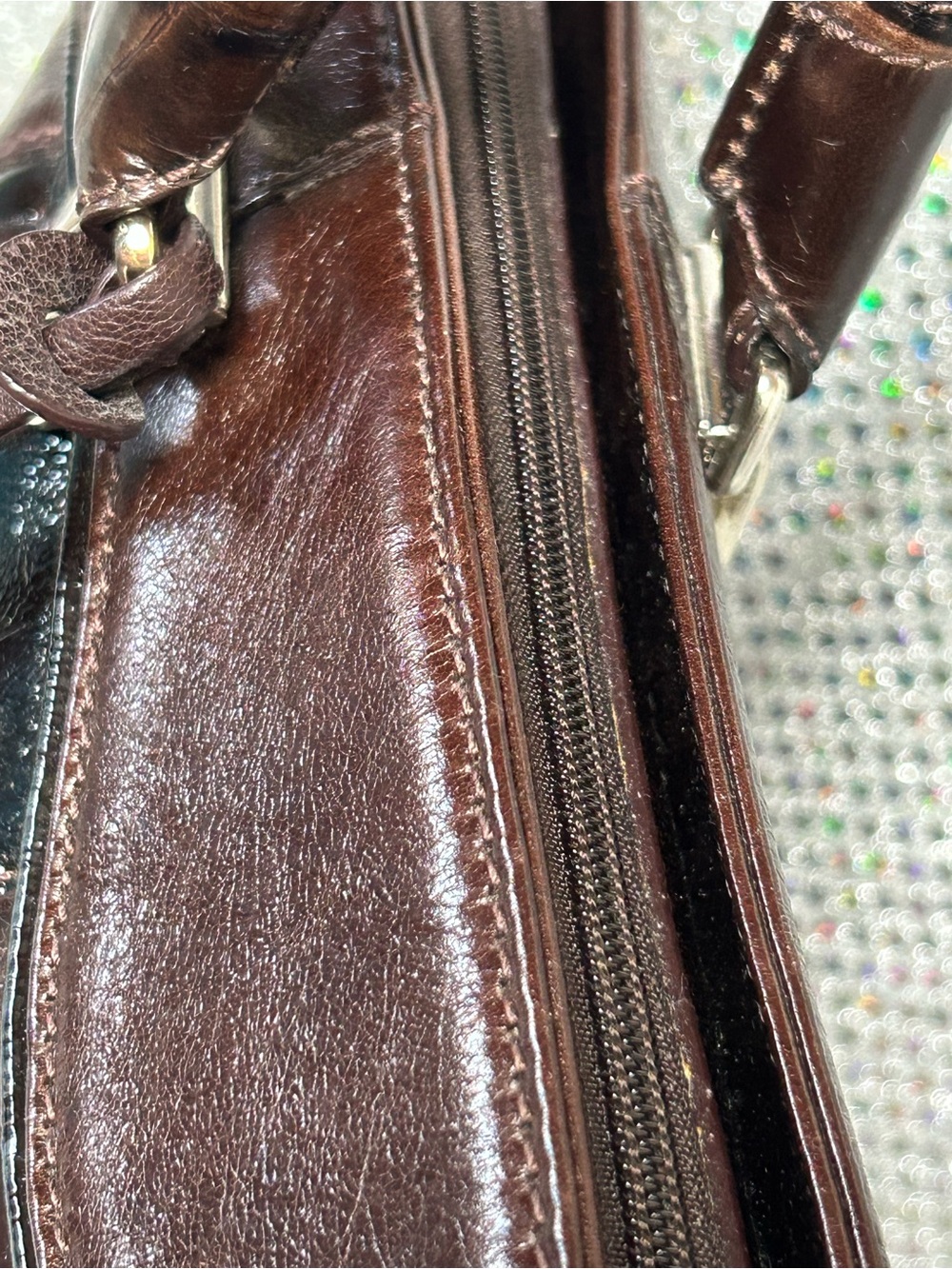 Brighton Brown Patchwork Leather Tote with Heart Charm - Picture 10 of 15